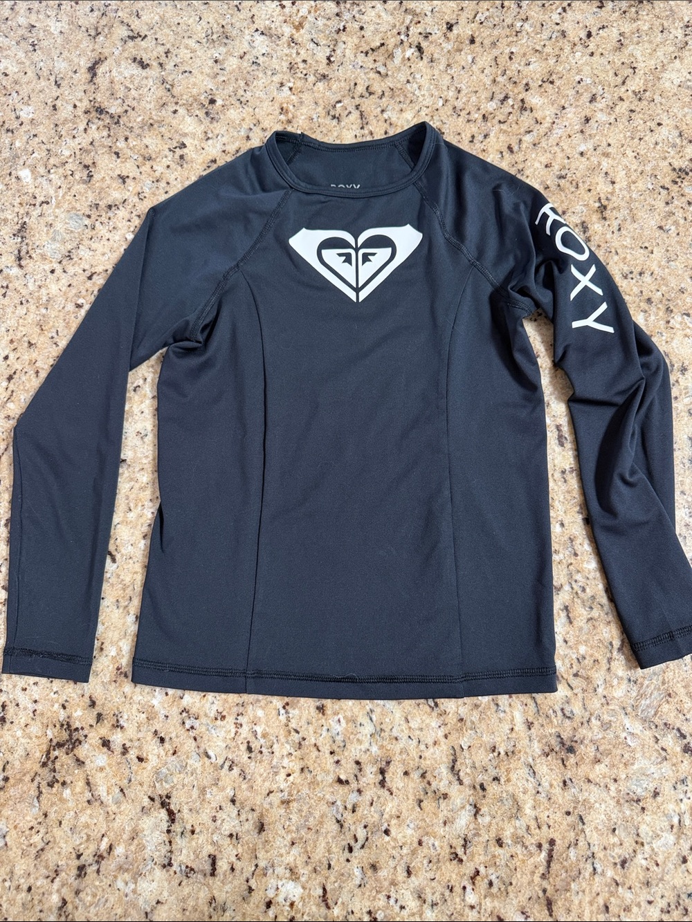 Roxy Girl Whole Hearted Long Sleeve Rashguard Black - Size 12 / L